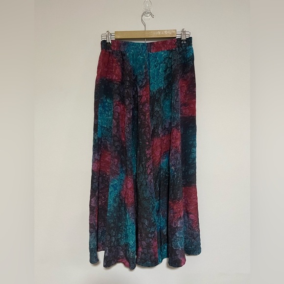 Vintage Aliki Yamani Creations Silk Water Print Long Skirt Small Art to Wear - Picture 2 of 6